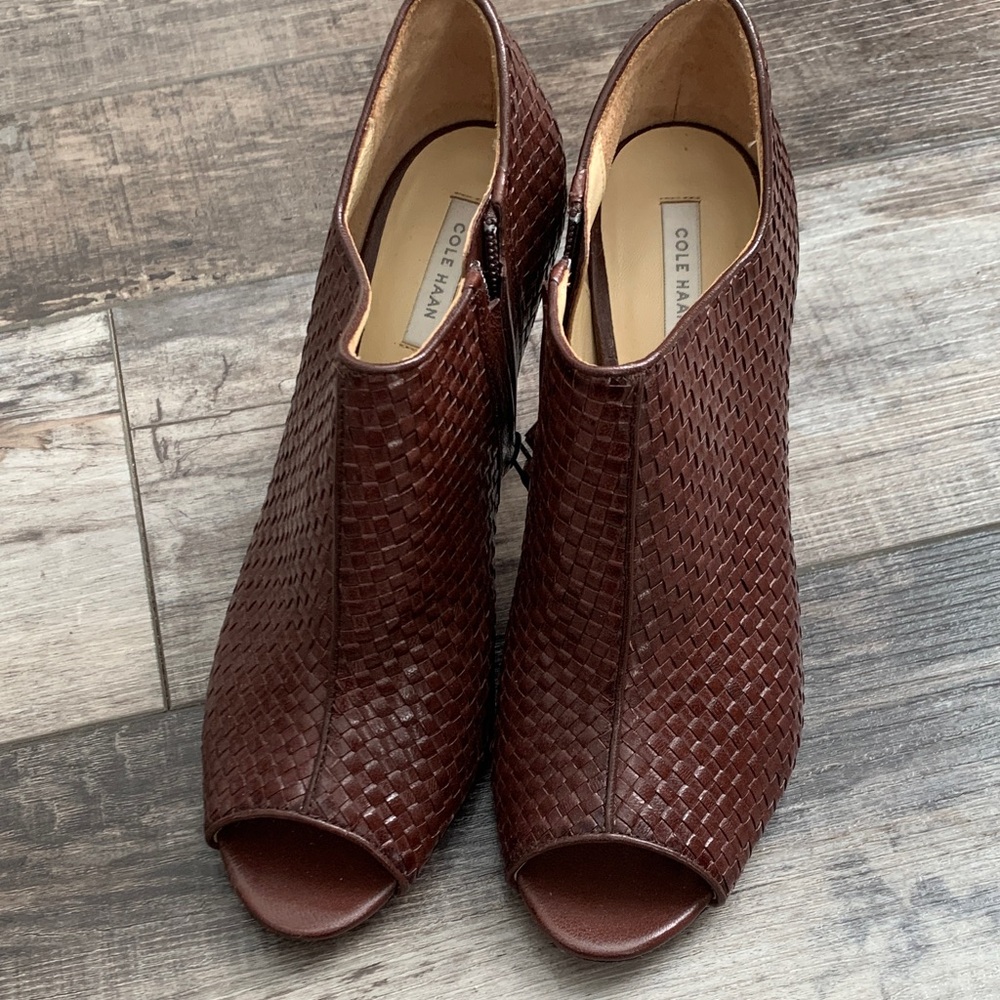 Cole Haan Women's Rich Brown Woven Ankle Booties